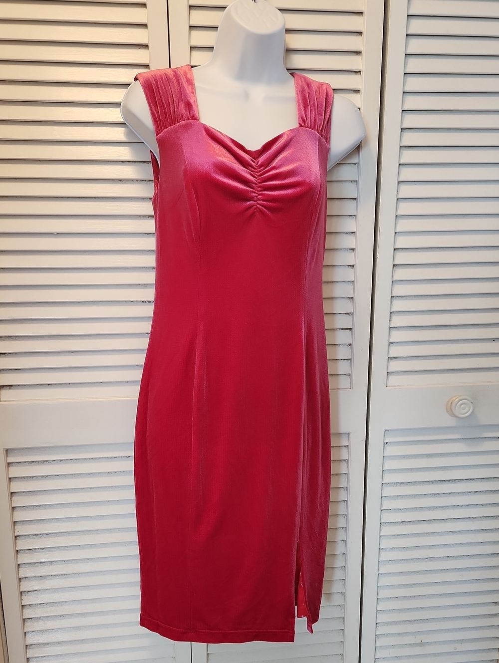 Disney Velvet Sleeveless Chemise in Hot Pink with Ruched Neckline
